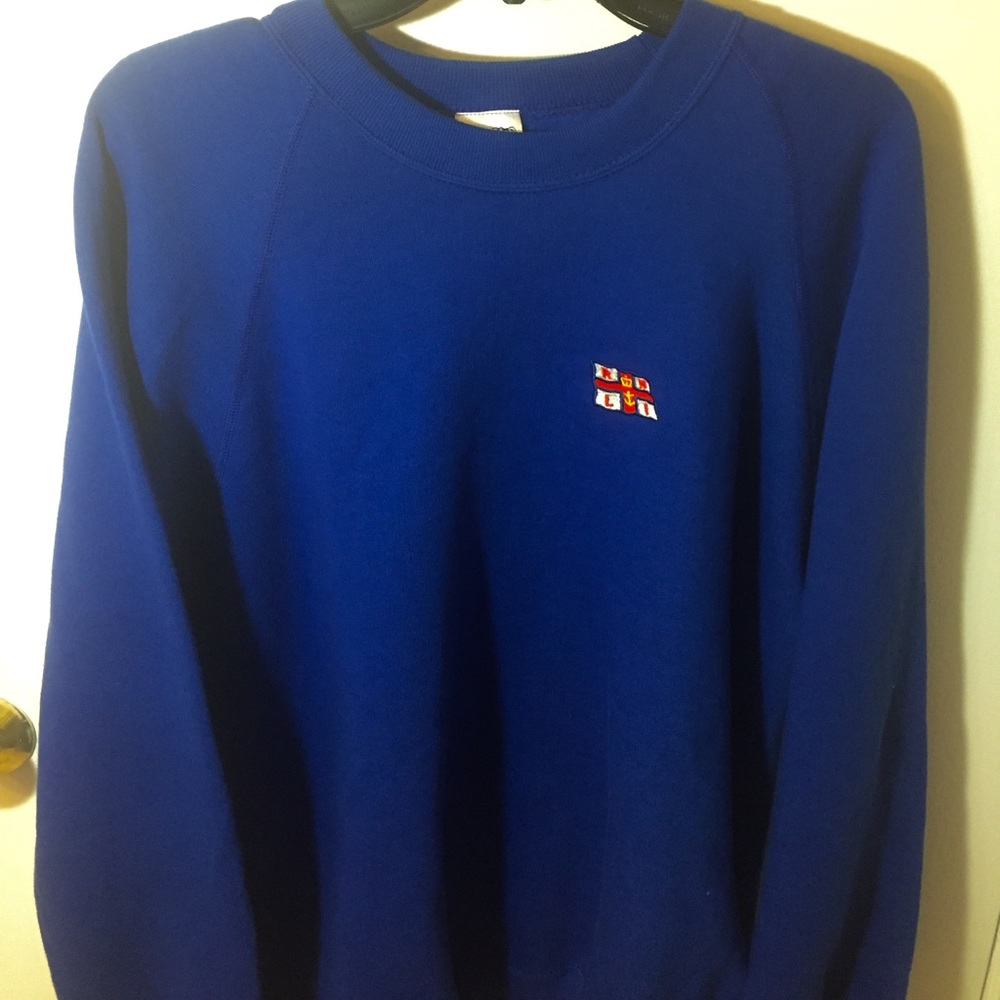 Vintage Blue Embroidered Design Crewneck Sweater